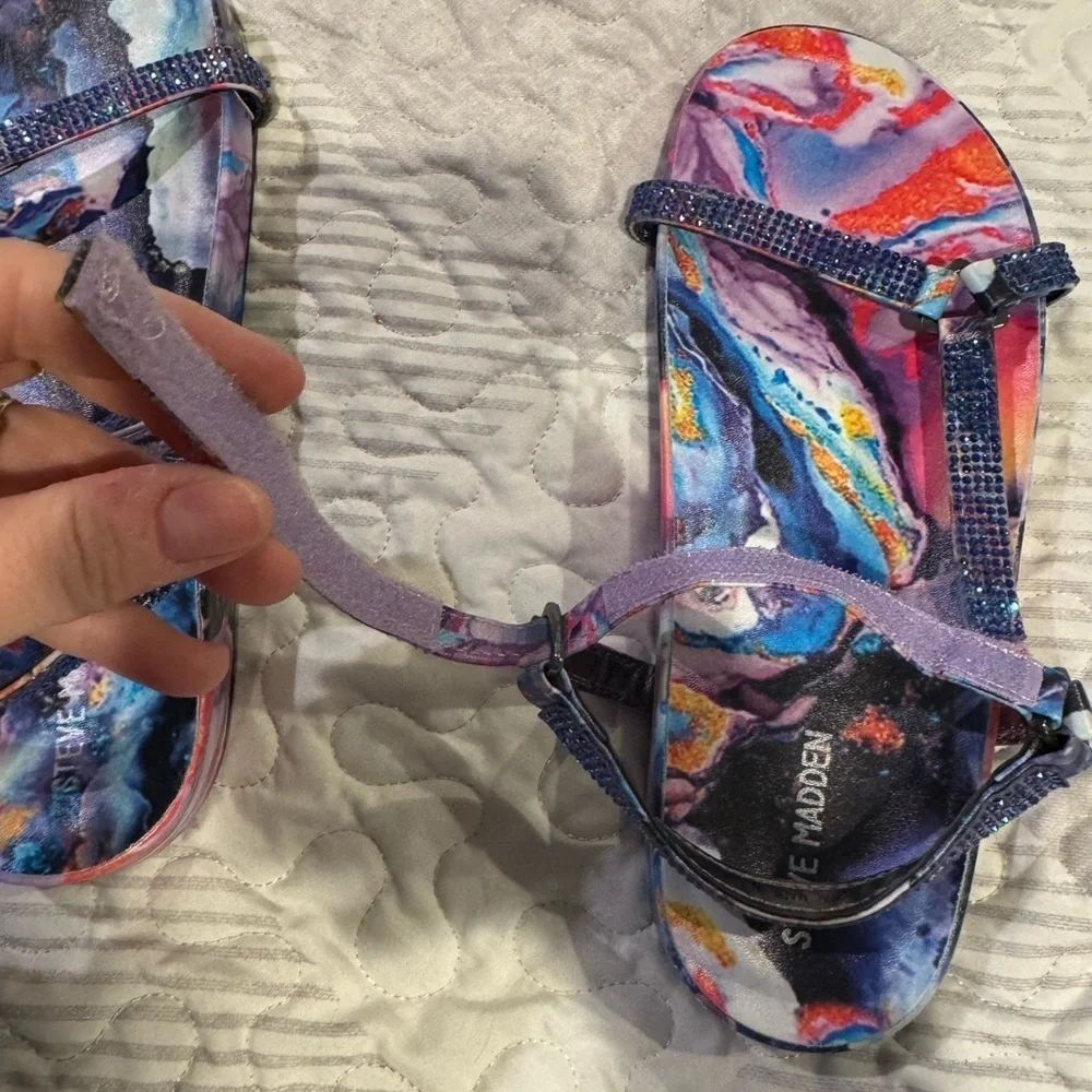 MADDEN GIRL Royal Colorful Rhinestone Rainbow Sandals 5